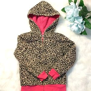 Furry pink/leopard hoodie 💕
